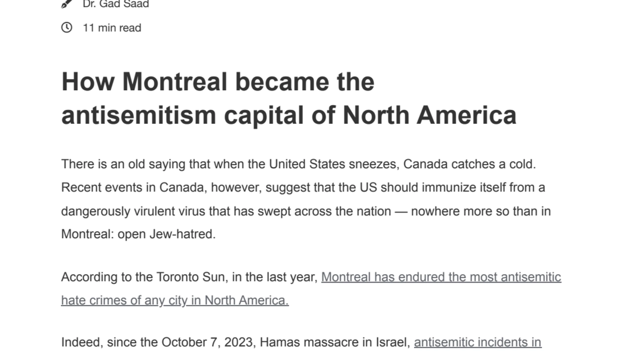 How Montreal became the antisemitism capital of North America