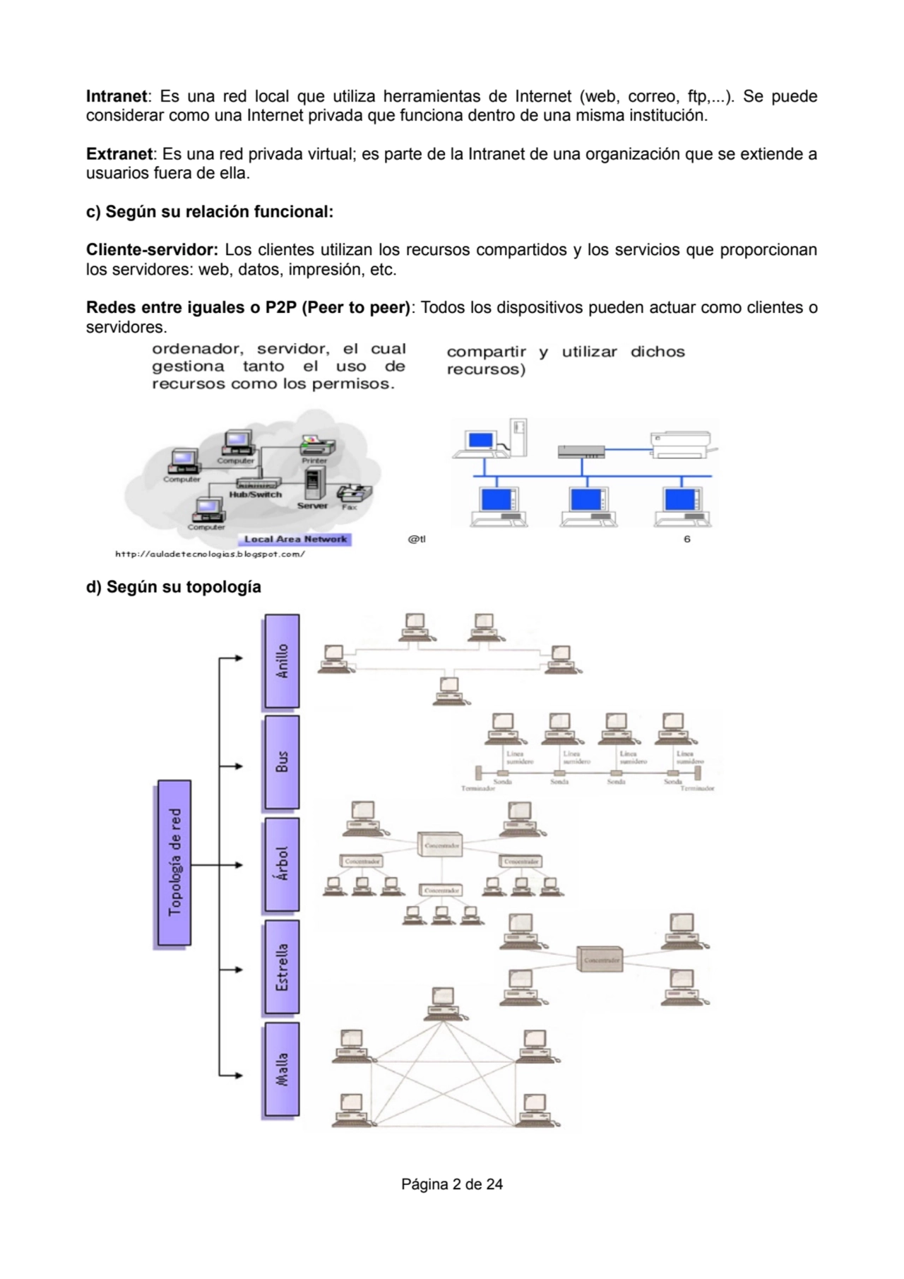 Intranet: Es una red local que utiliza herramientas de Internet (web, correo, ftp,...). Se puede
c…