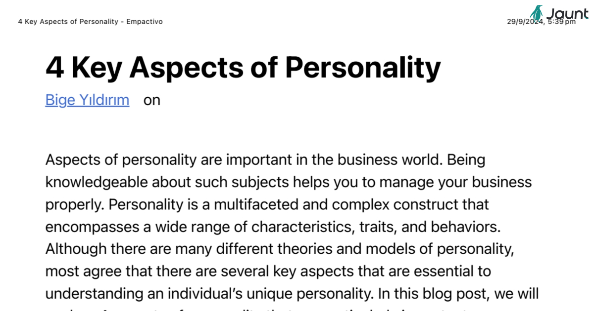 4 Key Aspects of Personality - Empactivo