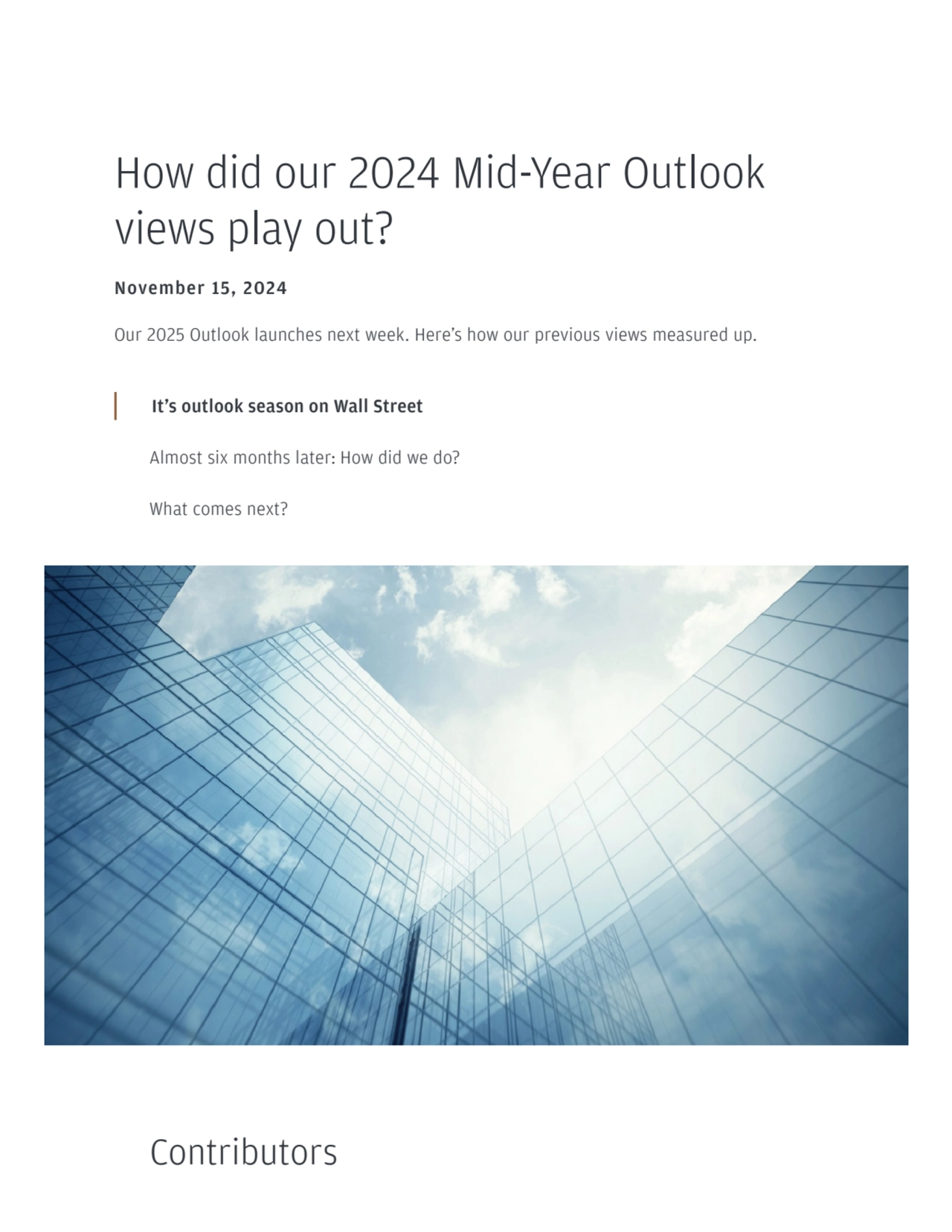 How Did Our 2024 Mid-Year Outlook Views Play Out? | J.P. Morgan