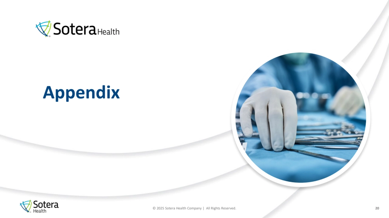 © 2025 Sotera Health Company | All Rights Reserved.
Appendix
20