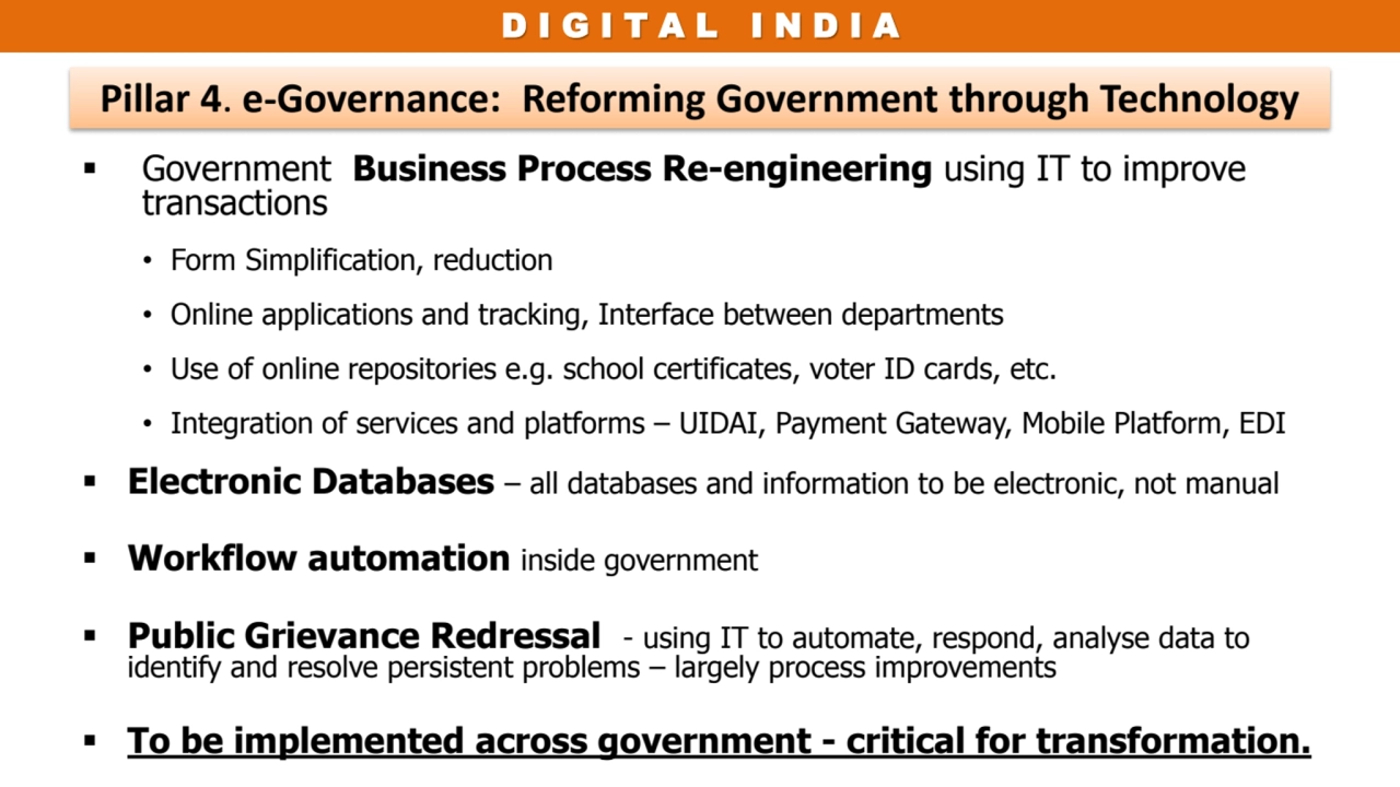 D I G I T A L I N D I A 
 Government Business Process Re-engineering using IT to improve 
transa…