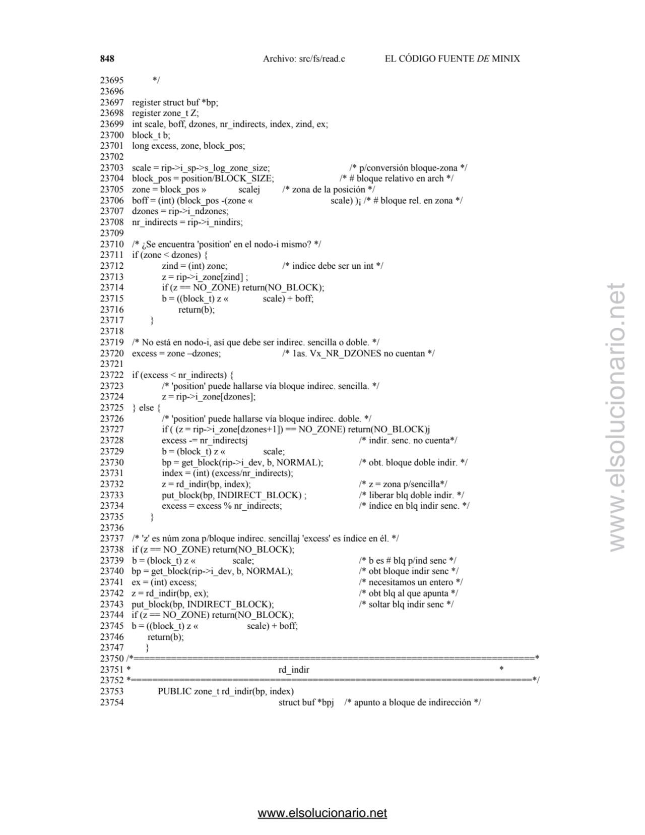 848 Archivo: src/fs/read.c EL CÓDIGO FUENTE DE MINIX 
23695 */ 
23696 
23697 register struct buf…