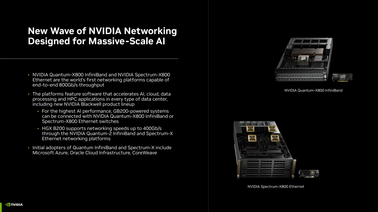 New Wave of NVIDIA Networking 
Designed for Massive-Scale AI
• NVIDIA Quantum-X800 InfiniBand and…