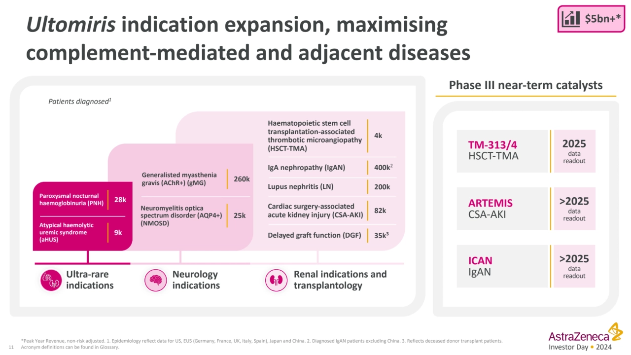 Investor Day • 2024
Ultomiris indication expansion, maximising 
complement-mediated and adjacent …