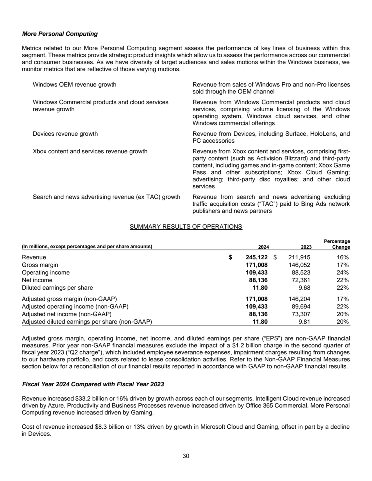 30
More Personal Computing 
Metrics related to our More Personal Computing segment assess the per…