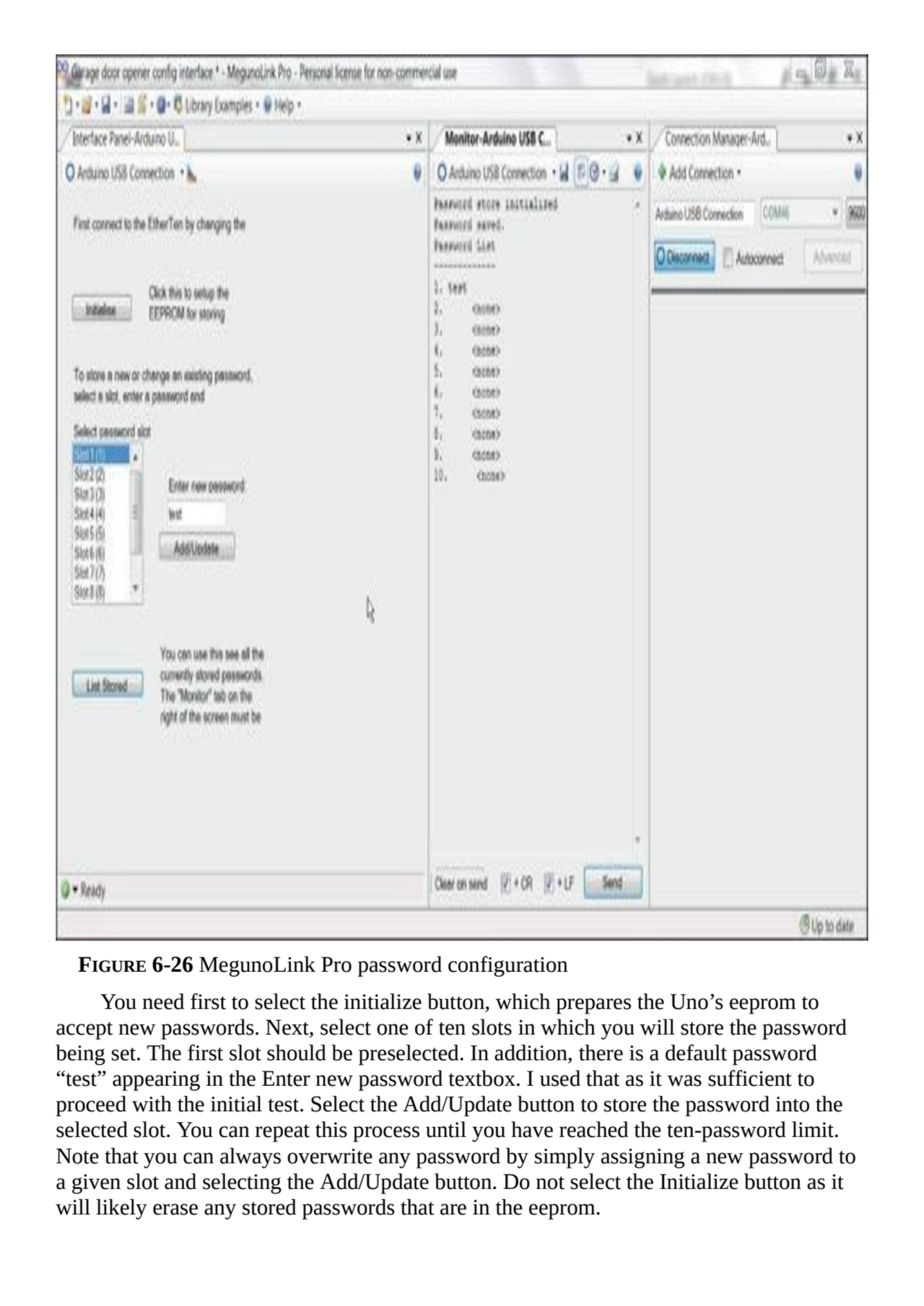 FIGURE 6-26 MegunoLink Pro password configuration
You need first to select the initialize button, …