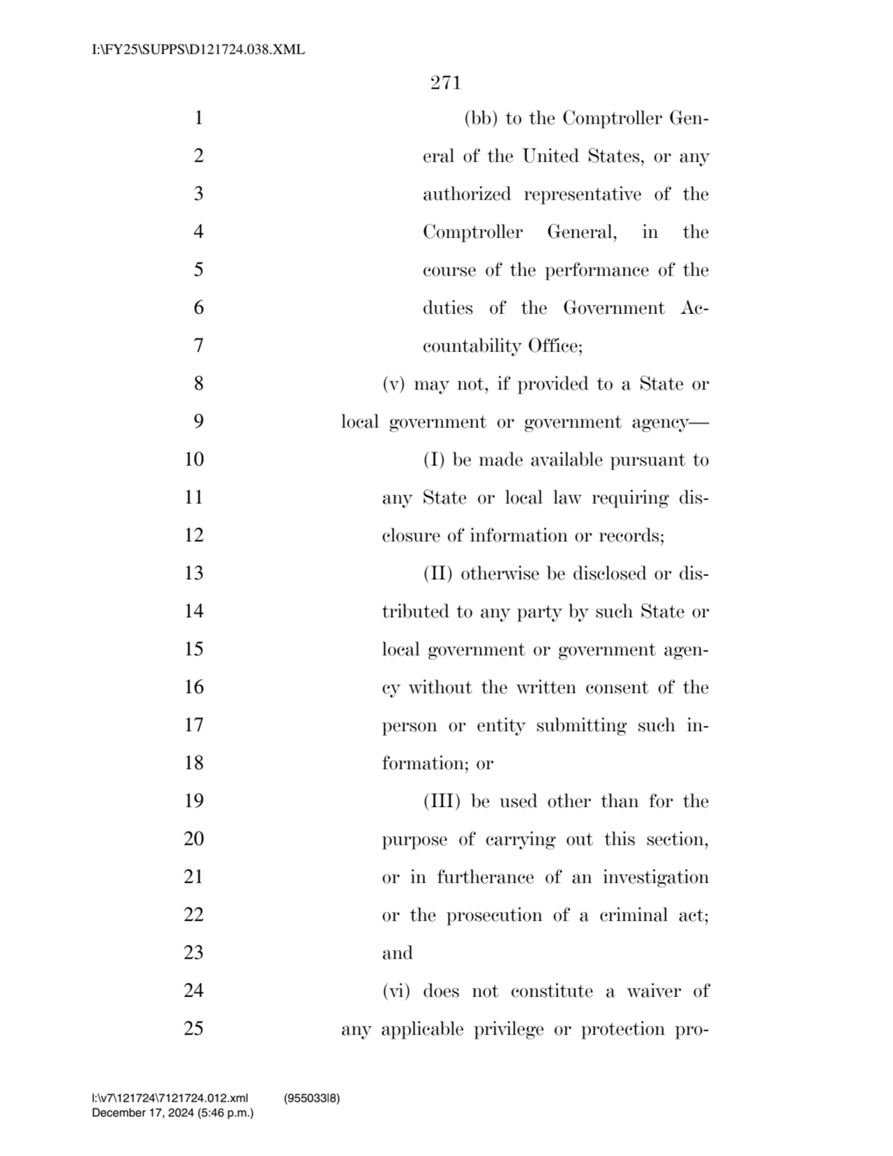 271 
1 (bb) to the Comptroller Gen2 eral of the United States, or any 
3 authorized representati…