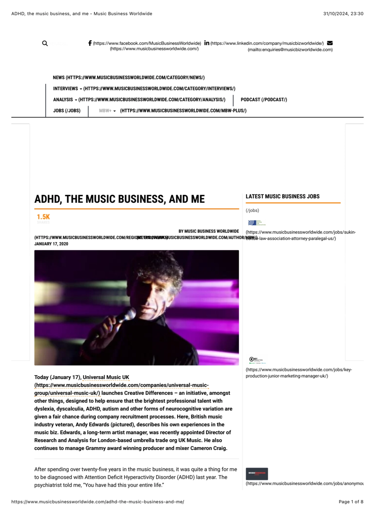 ADHD, The Music Business, And Me - by Andy Edwards, in Music Business Worldwide