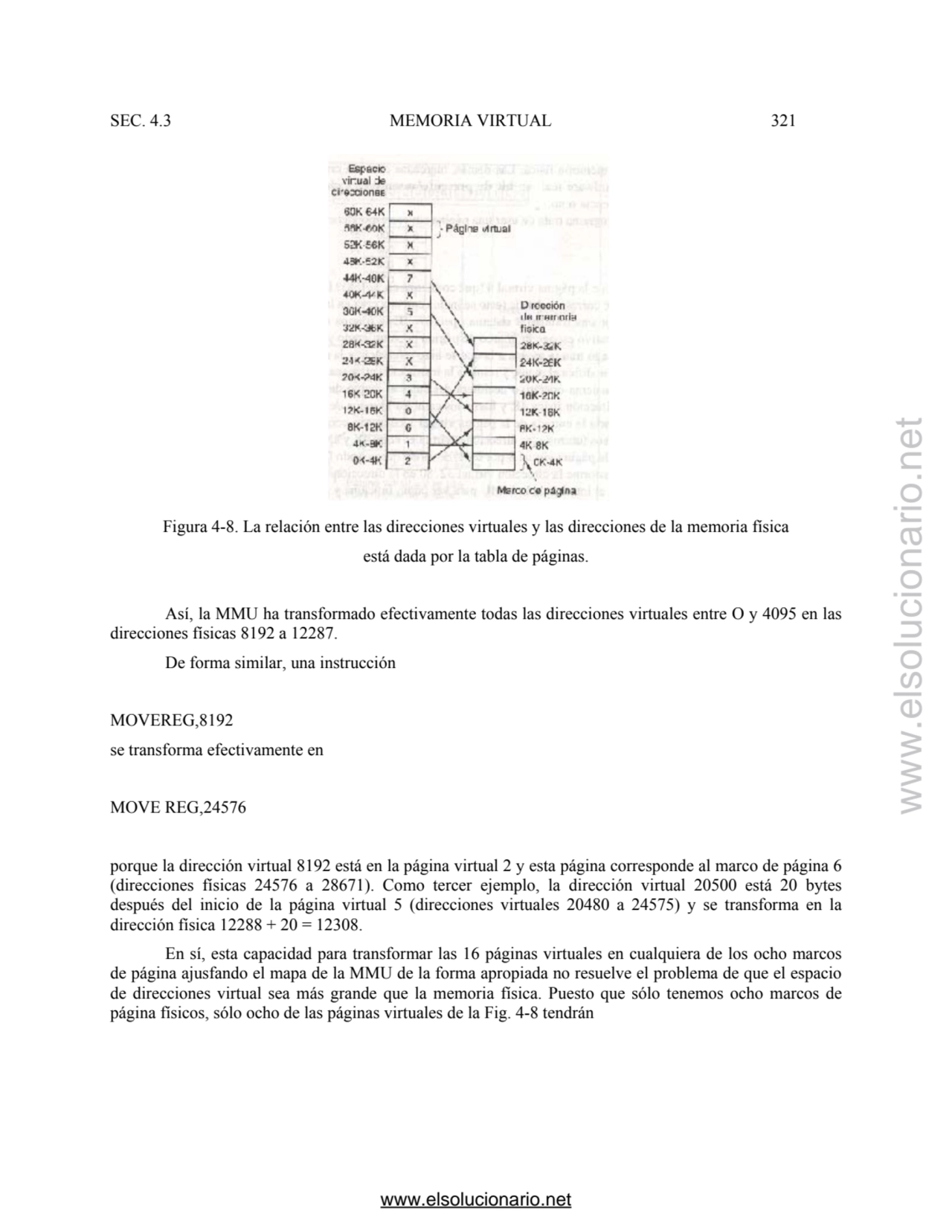 SEC. 4.3 MEMORIA VIRTUAL 321 
Figura 4-8. La relación entre las direcciones virtuales y las direcc…