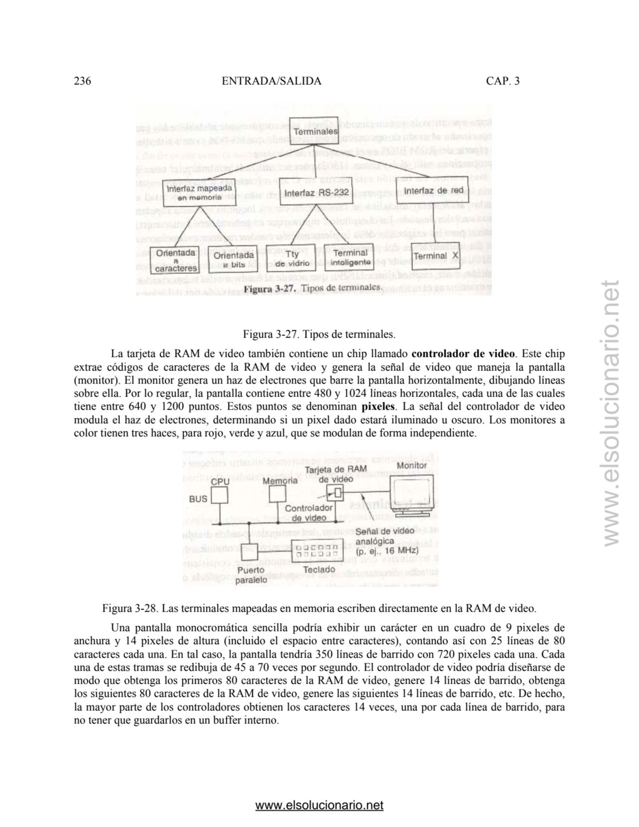 236 ENTRADA/SALIDA CAP. 3 
Figura 3-27. Tipos de terminales. 
La tarjeta de RAM de video también …