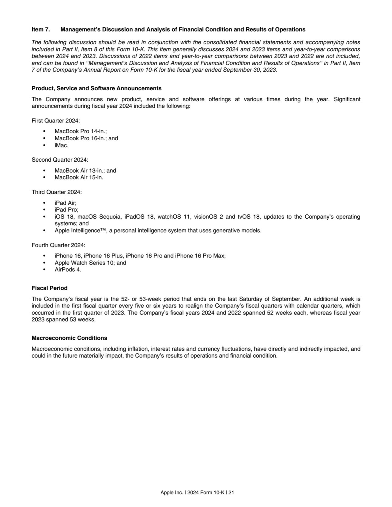 Item 7. Management’s Discussion and Analysis of Financial Condition and Results of Operations
The …