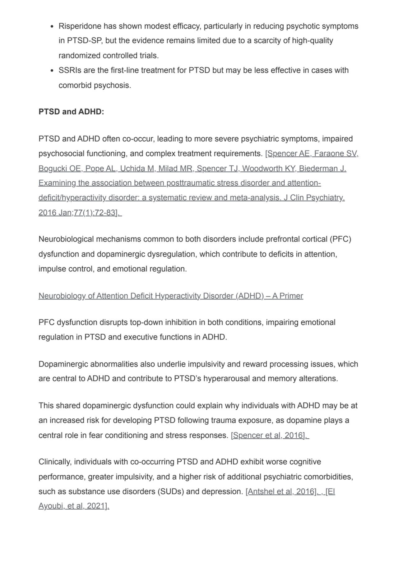 Risperidone has shown modest efficacy, particularly in reducing psychotic symptoms
in PTSD-SP, but…