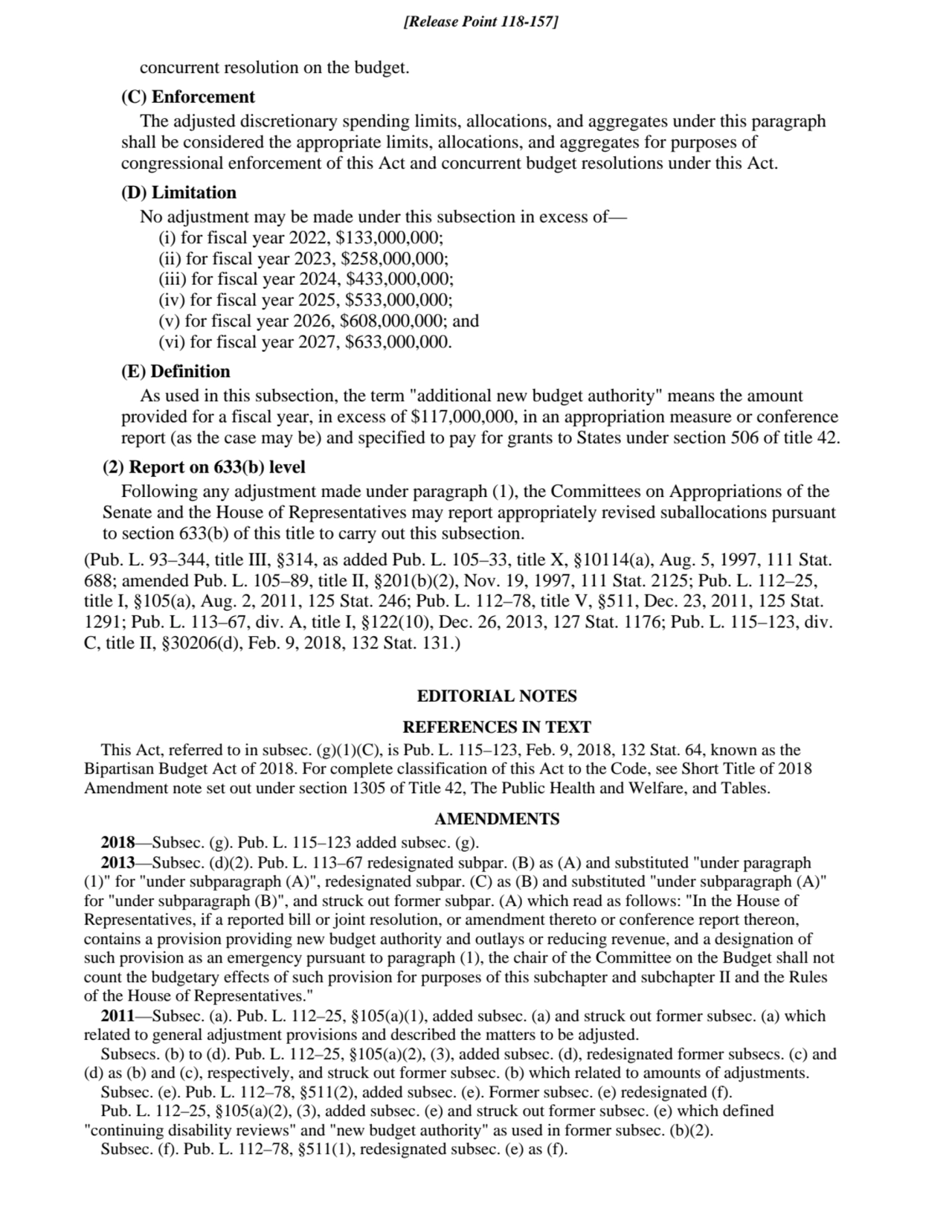 concurrent resolution on the budget.
(C) Enforcement
The adjusted discretionary spending limits, …