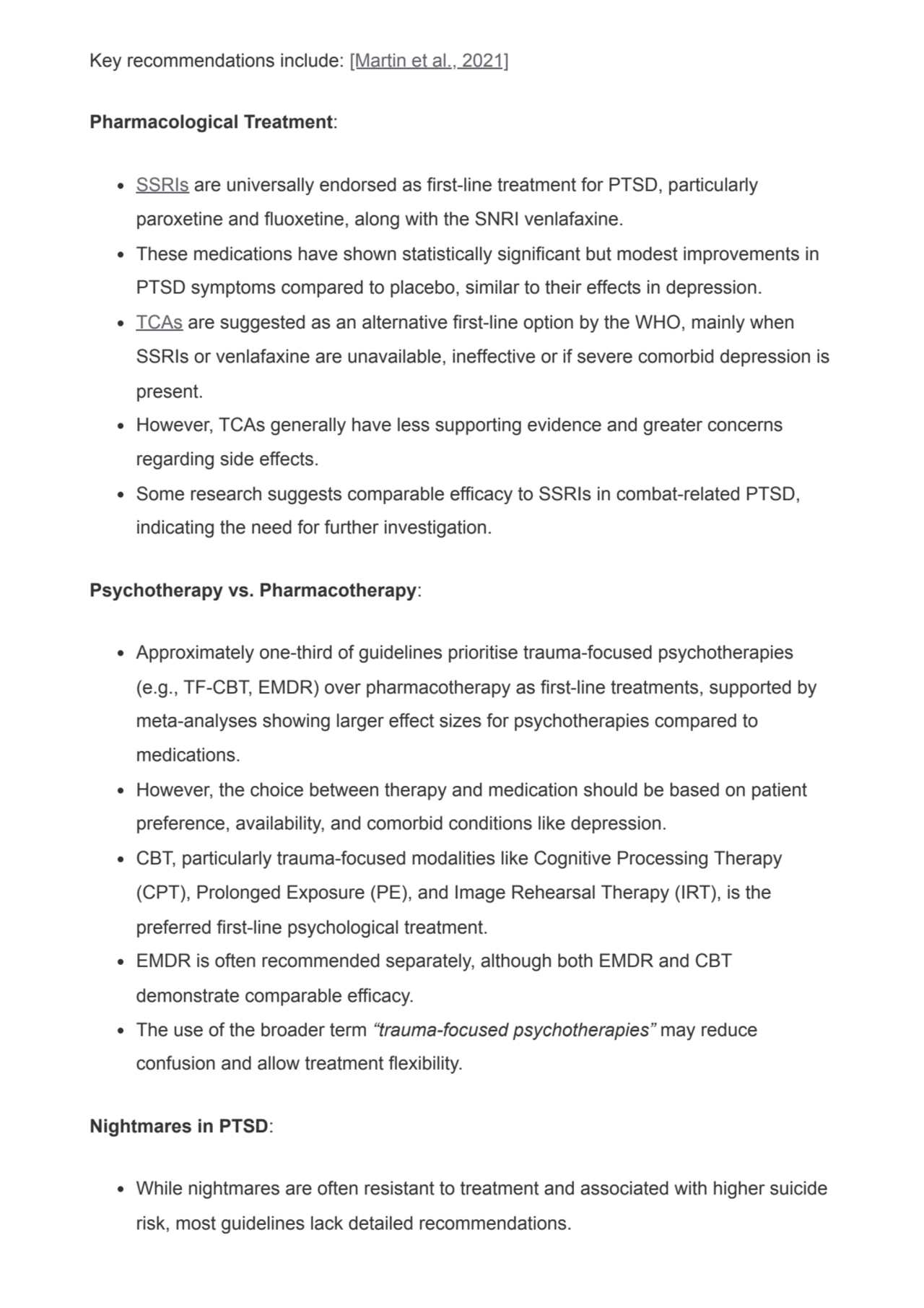 Key recommendations include: [Martin et al., 2021]
Pharmacological Treatment:
SSRIs are universal…