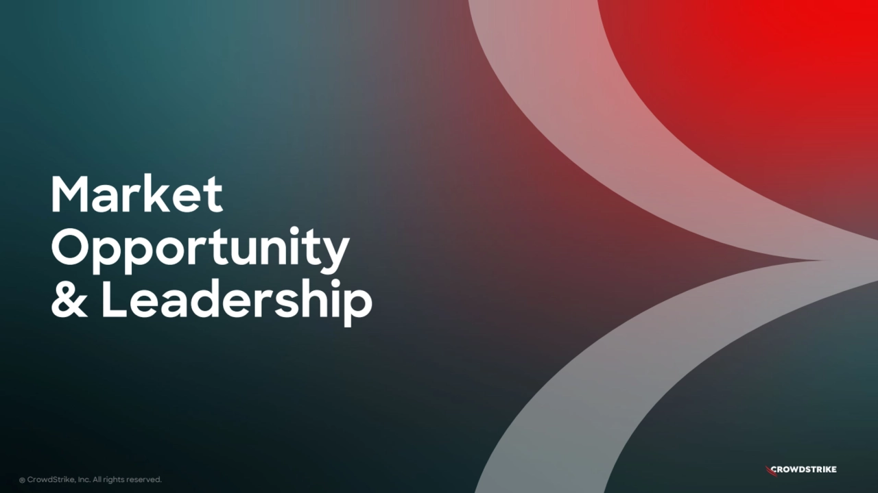 Market
Opportunity
& Leadership
® CrowdStrike, Inc. All rights reserved.