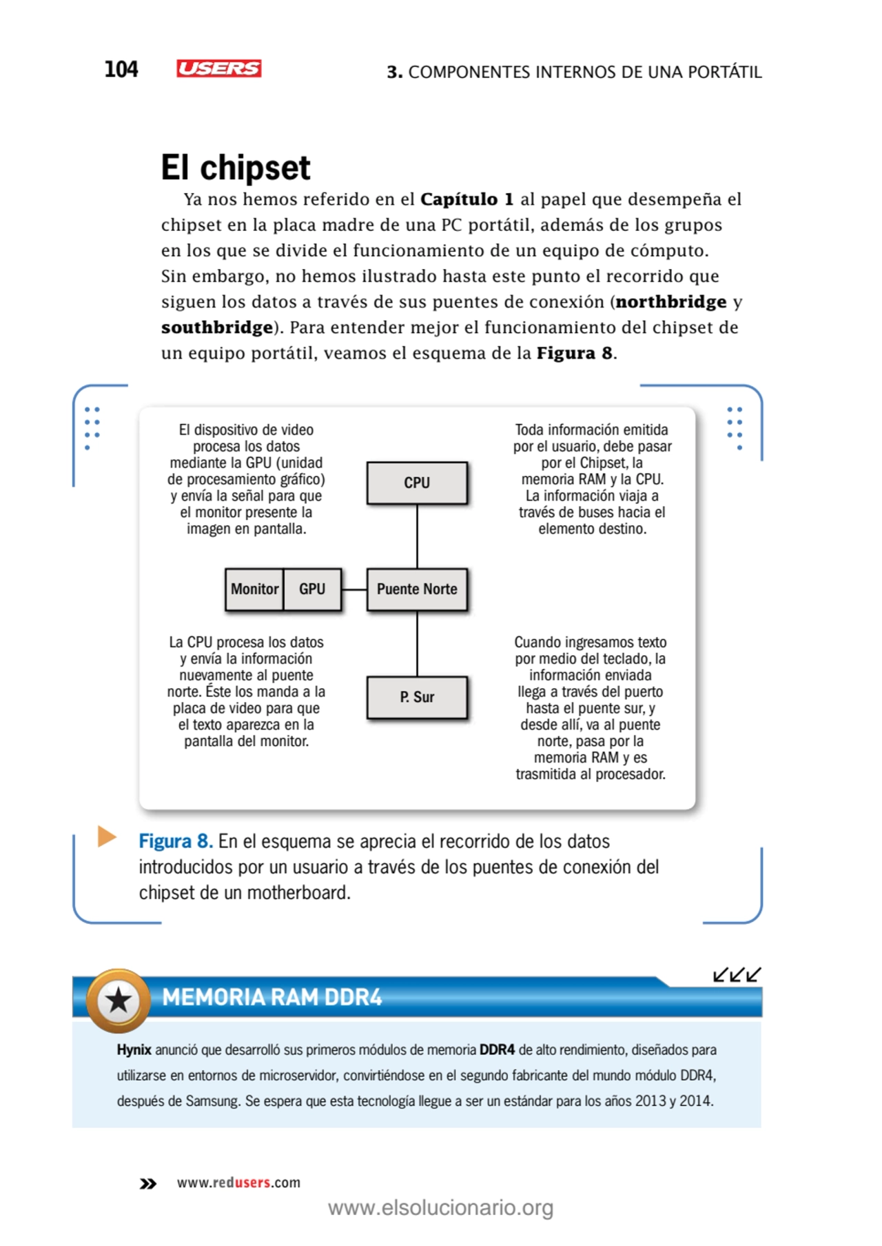 104 3. Componentes internos de una portátil 
www.redusers.com
El chipset
Ya nos hemos referido e…