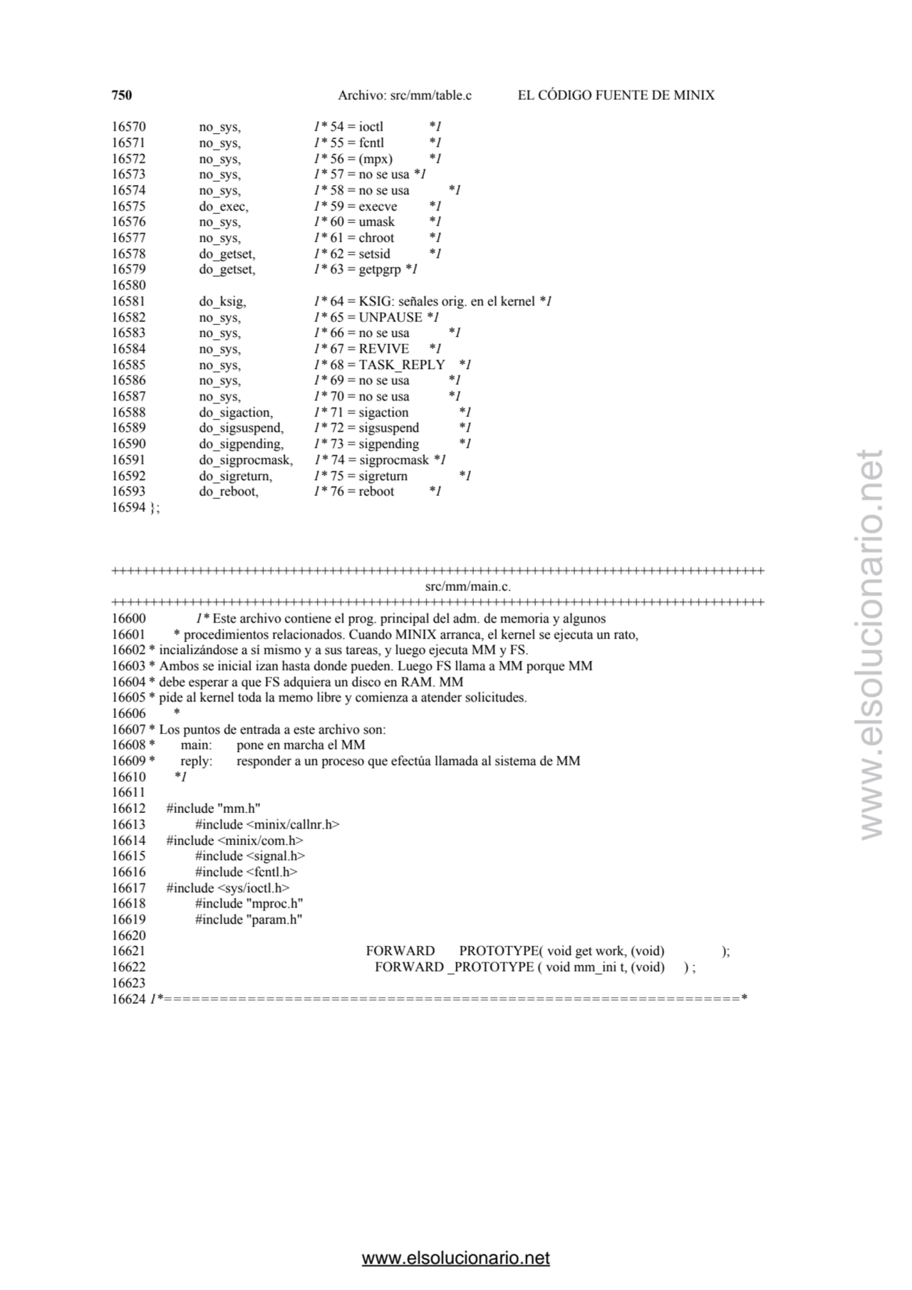 750 Archivo: src/mm/table.c EL CÓDIGO FUENTE DE MINIX 
16570 no_sys, 1* 54 = ioctl *1 
16571 no_s…