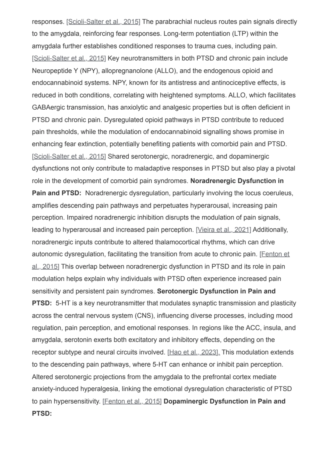 responses. [Scioli-Salter et al., 2015] The parabrachial nucleus routes pain signals directly
to t…