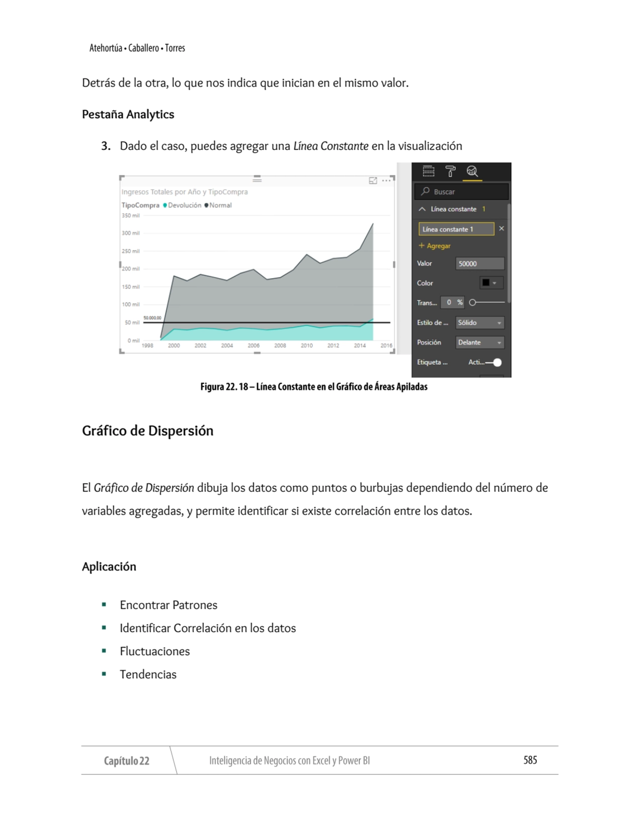 Detrás de la otra, lo que nos indica que inician en el mismo valor. 
Pestaña Analytics
3. Dado el…