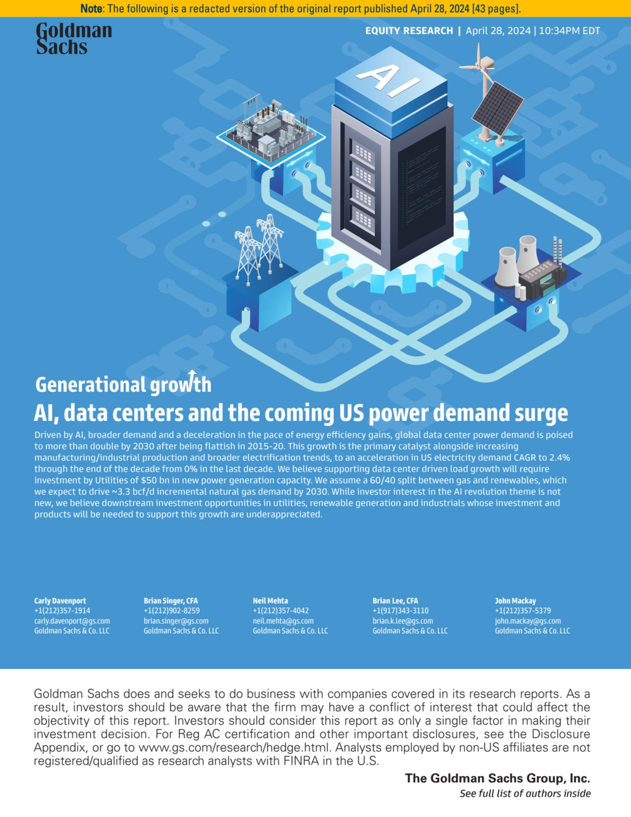 Generational Growth AI, data centers and the coming US power demand surge