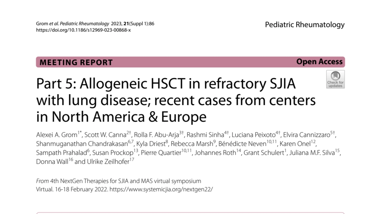 BMT in SJIA patients