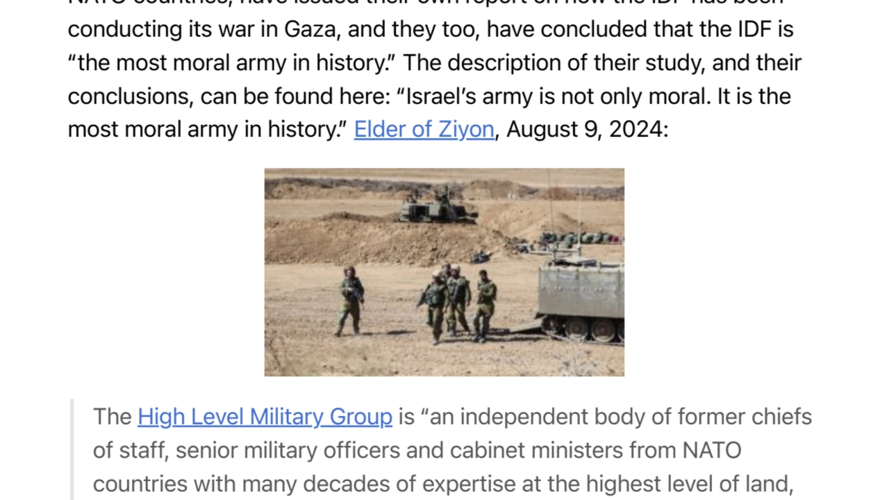 High Level Military Group Concludes That the IDF is ‘the Most Moral Army in History’