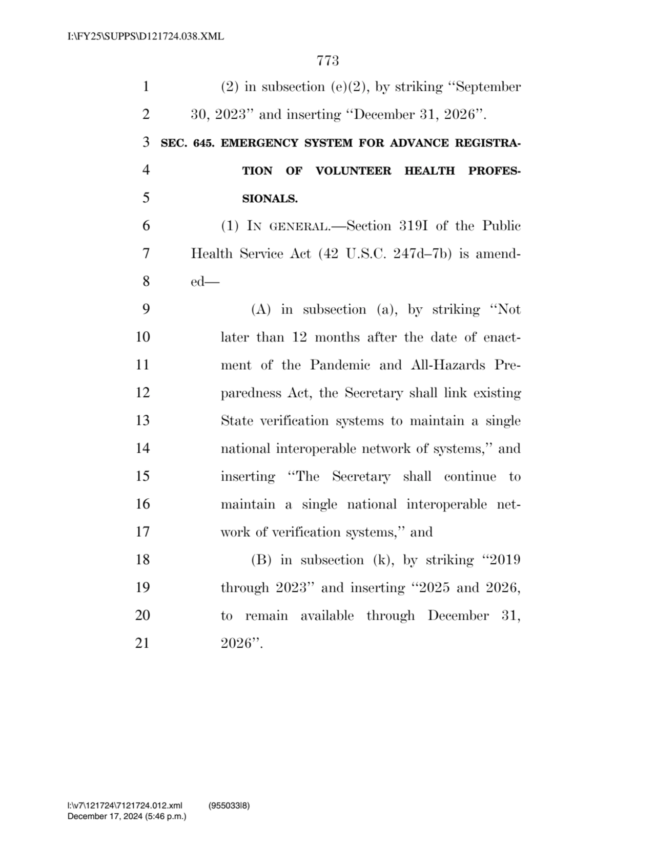 773 
1 (2) in subsection (e)(2), by striking ‘‘September 
2 30, 2023’’ and inserting ‘‘December 3…