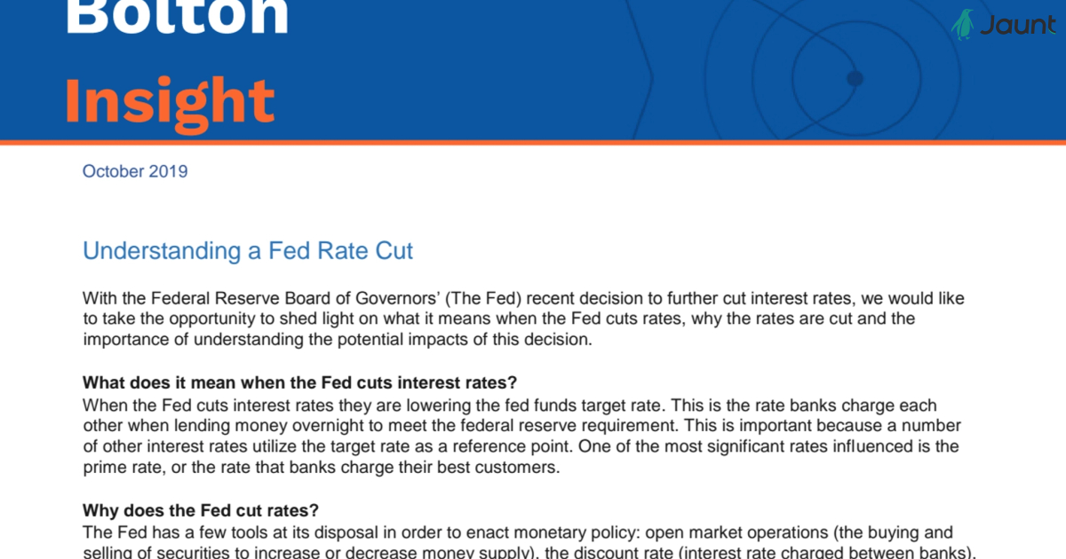 Importance and Effect of Federal Rate Cut 