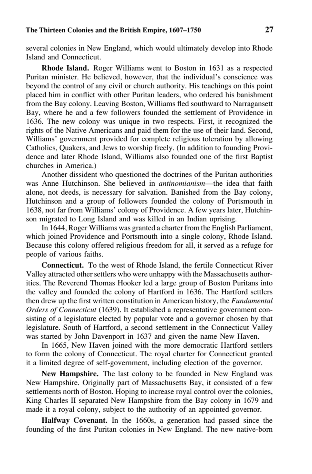 The Thirteen Colonies and the British Empire, 1607–1750 27
several colonies in New England, which …