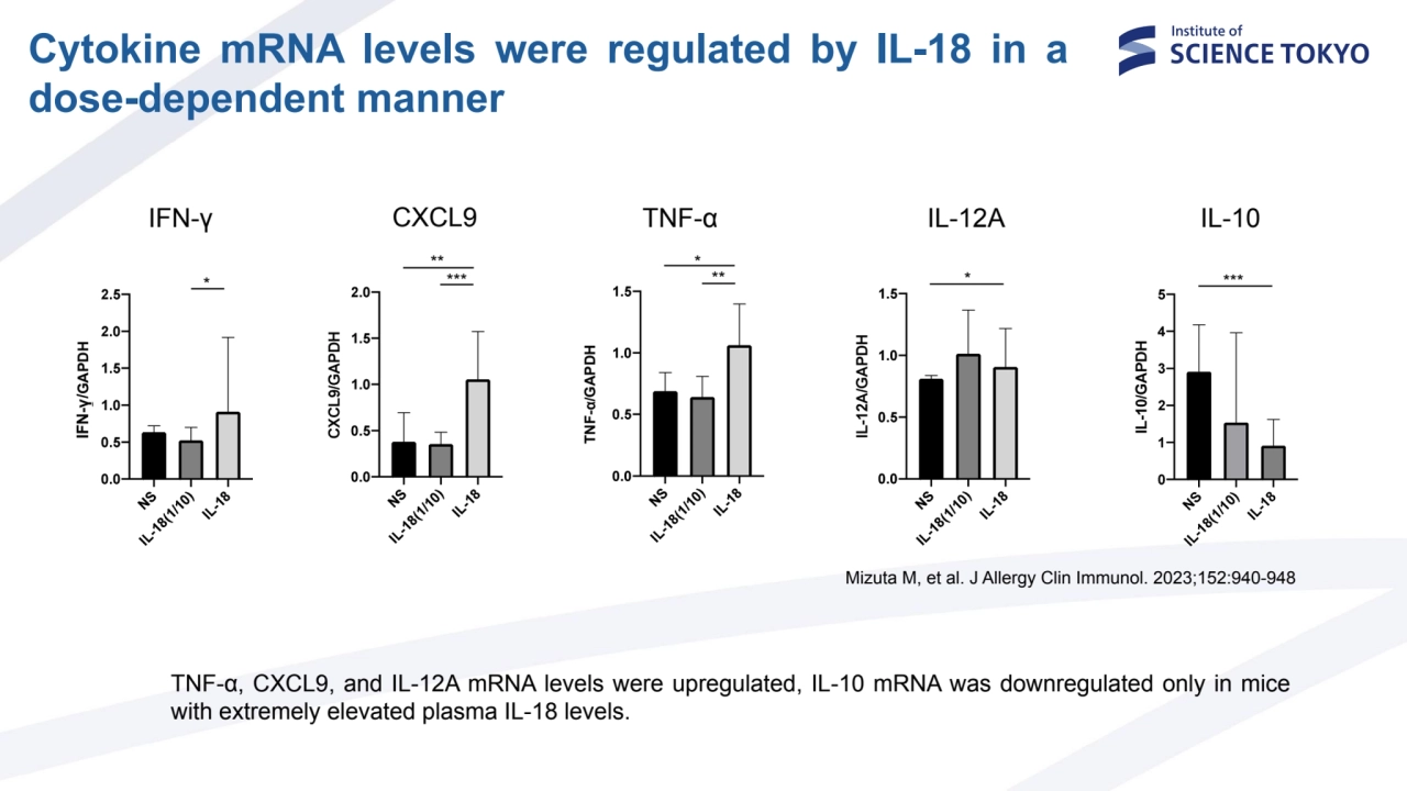 *
***
**
**
*
TNFα/GAPDH
* ***
IFN-γ/GAPDH
TNF-α/GAPDH
Cytokine mRNA levels were regulated…