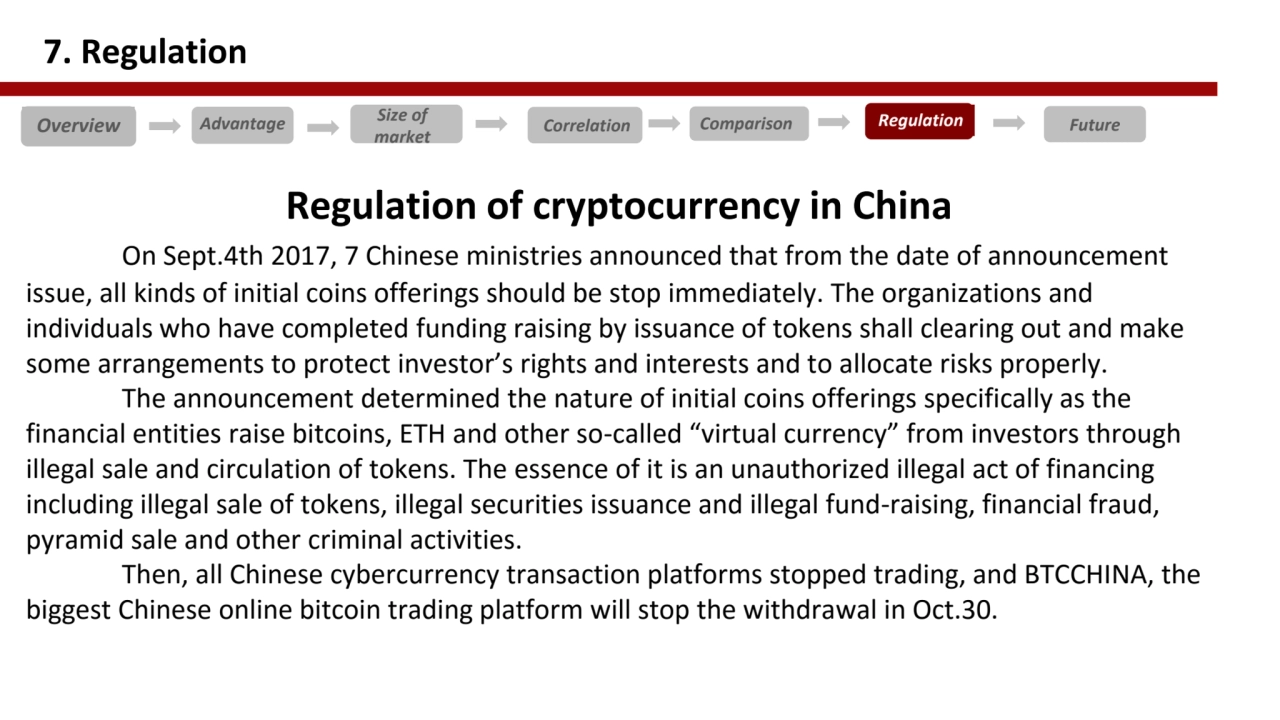 Regulation of cryptocurrency in China
On Sept.4th 2017, 7 Chinese ministries announced that from t…