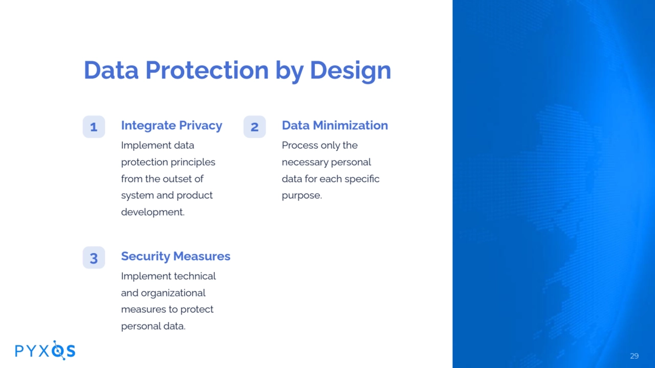 Data Protection by Design
Integrate Privacy
Implement data
protection principles
from the out…
