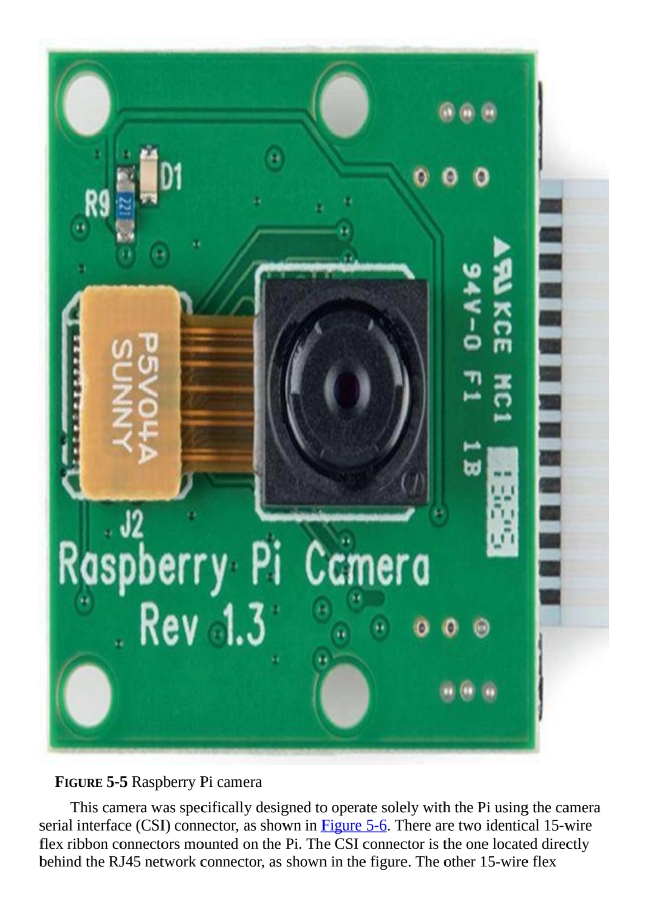 FIGURE 5-5 Raspberry Pi camera
This camera was specifically designed to operate solely with the Pi…