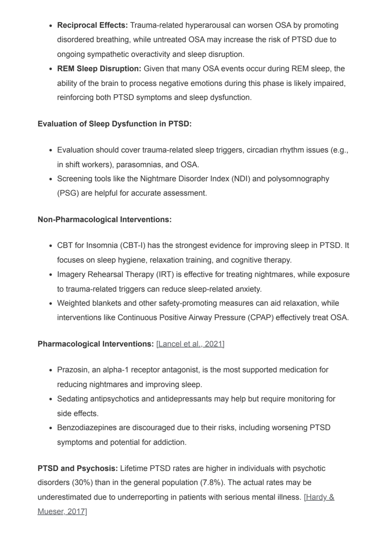 Reciprocal Effects: Trauma-related hyperarousal can worsen OSA by promoting
disordered breathing, …