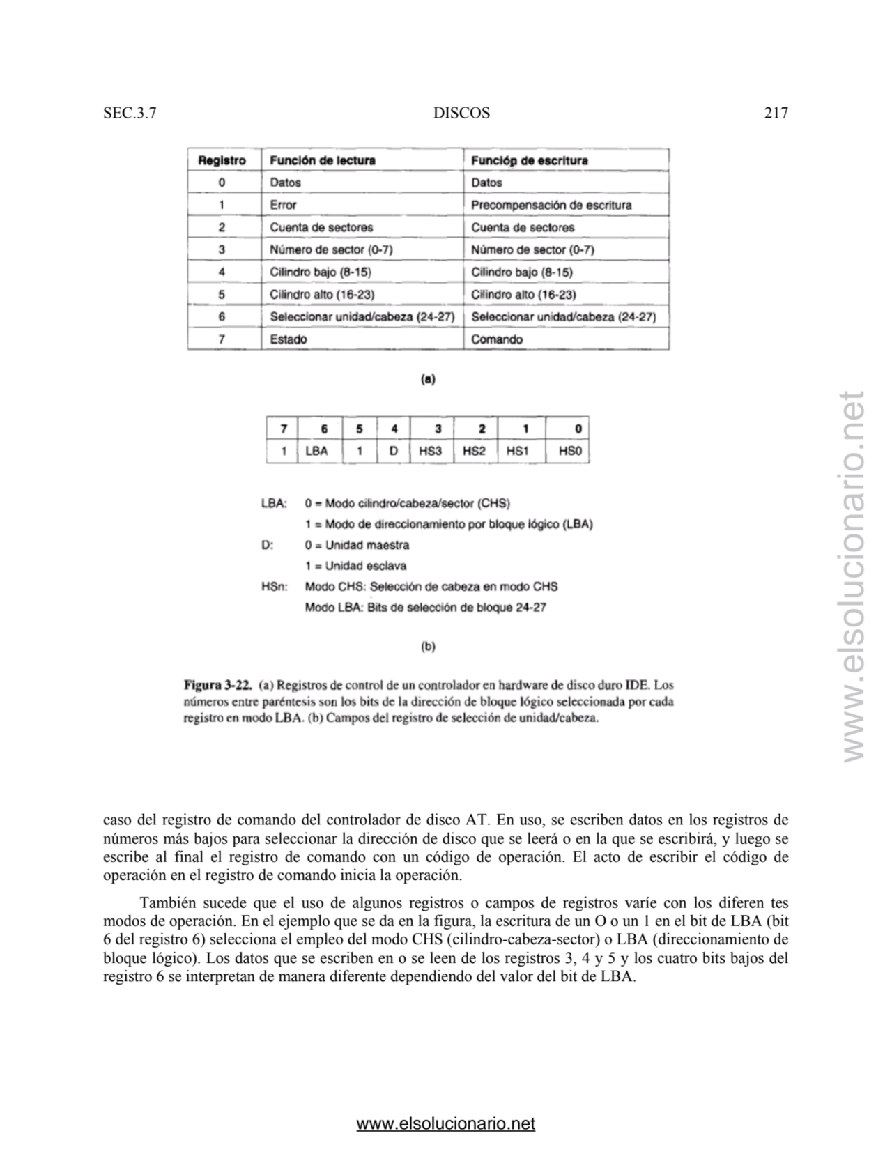 SEC.3.7 DISCOS 217 
caso del registro de comando del controlador de disco AT. En uso, se escriben …