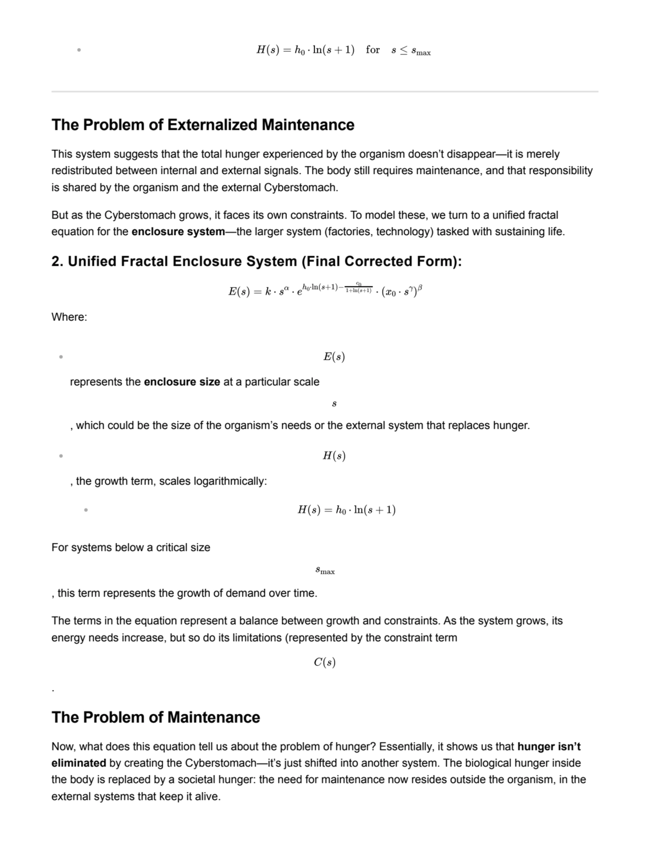 The Problem of Externalized Maintenance
This system suggests that the total hunger experienced by …