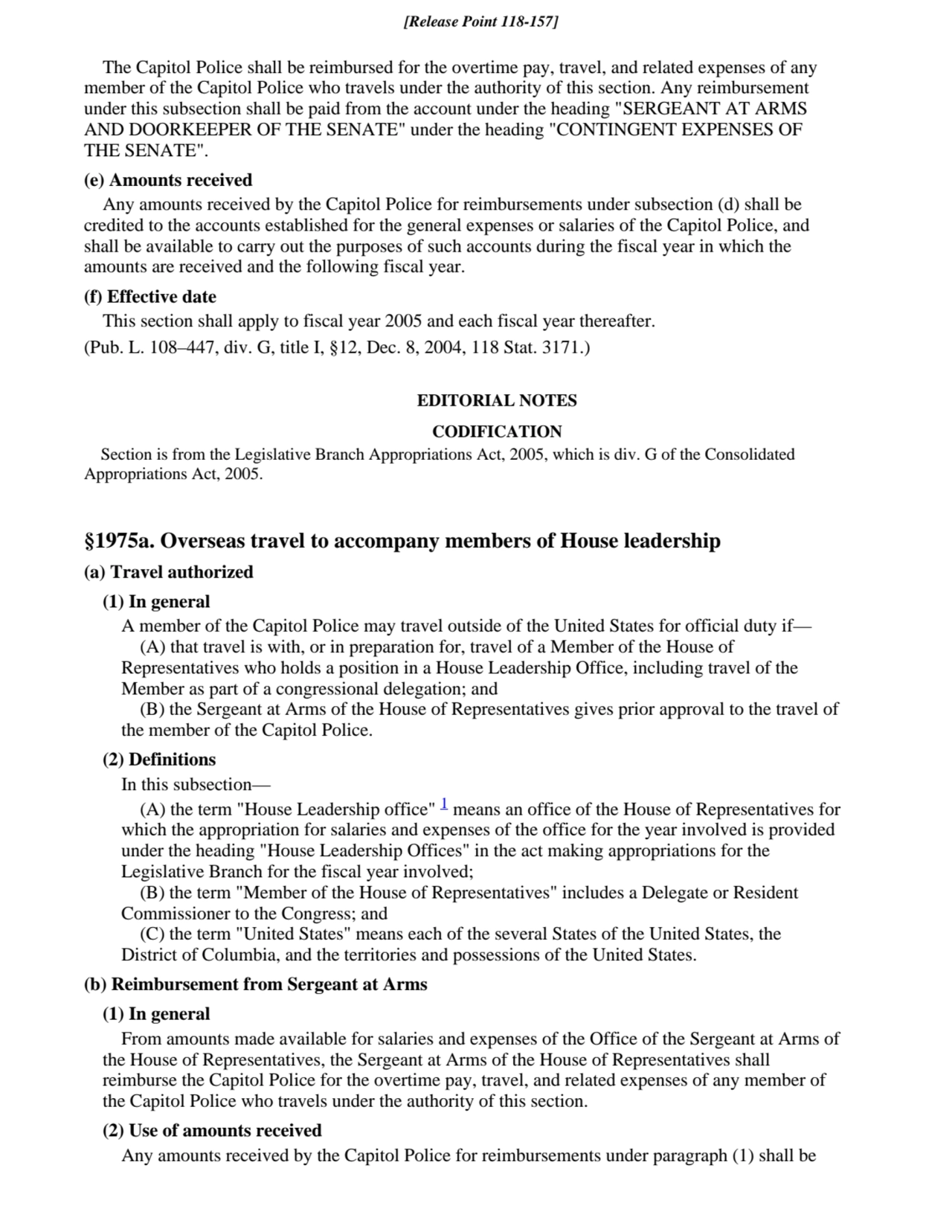 The Capitol Police shall be reimbursed for the overtime pay, travel, and related expenses of any
m…