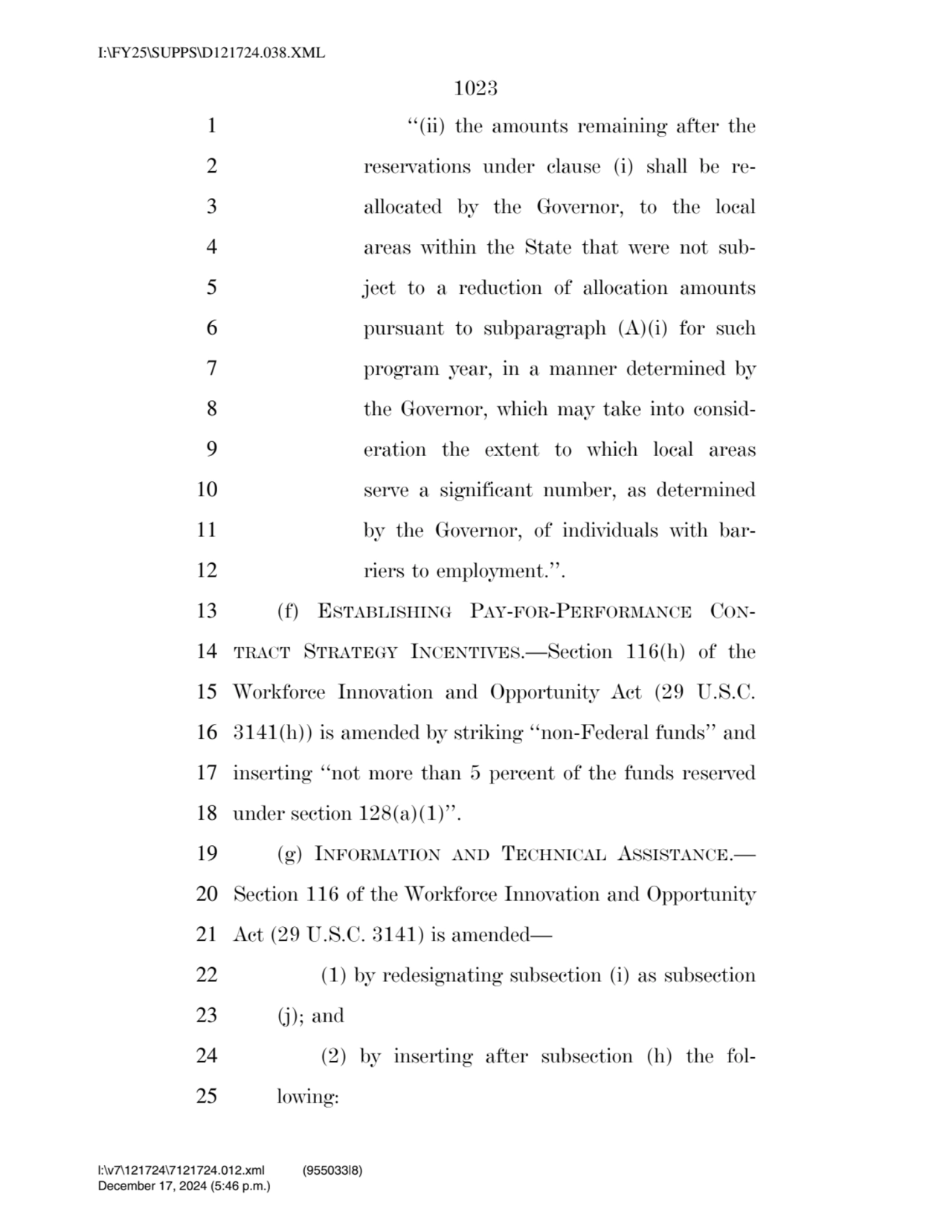 1023 
1 ‘‘(ii) the amounts remaining after the 
2 reservations under clause (i) shall be re3 all…