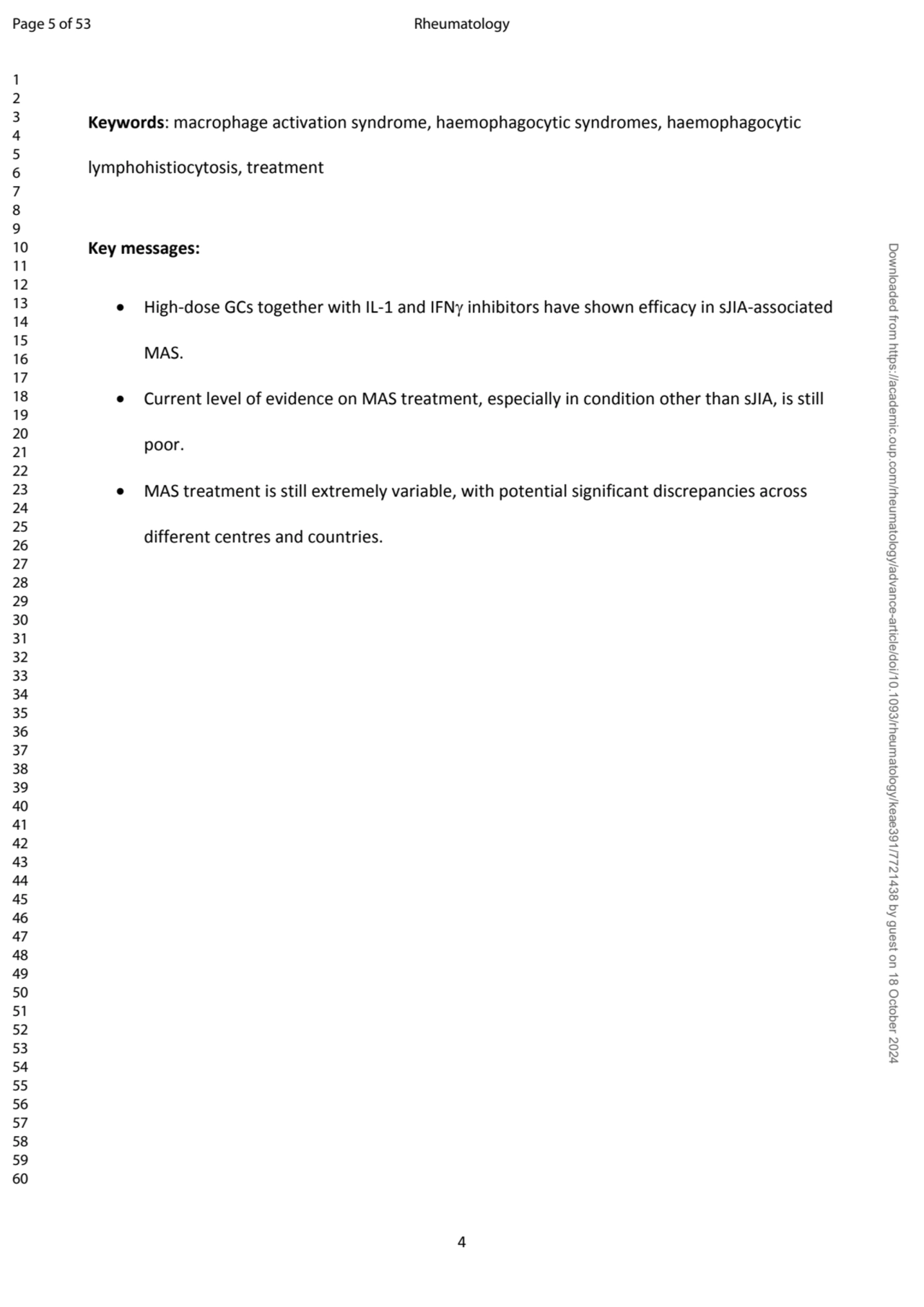 4
Keywords: macrophage activation syndrome, haemophagocytic syndromes, haemophagocytic 
lymphohis…