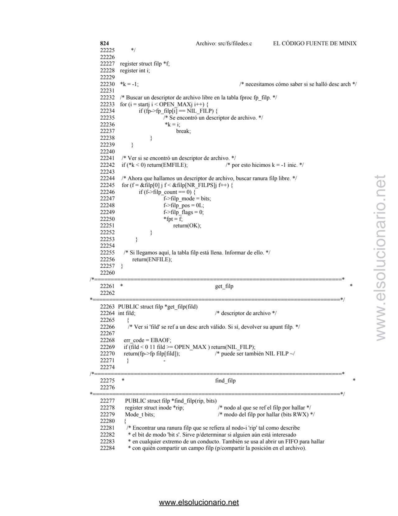 824 Archivo: src/fs/filedes.c EL CÓDIGO FUENTE DE MINIX 
22225 */ 
22226 
22227 register struct …