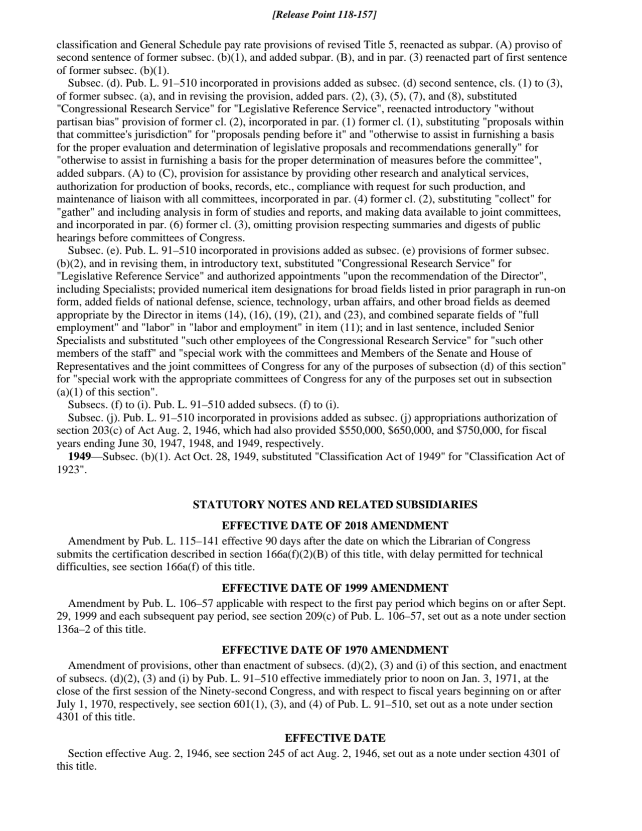 classification and General Schedule pay rate provisions of revised Title 5, reenacted as subpar. (A…