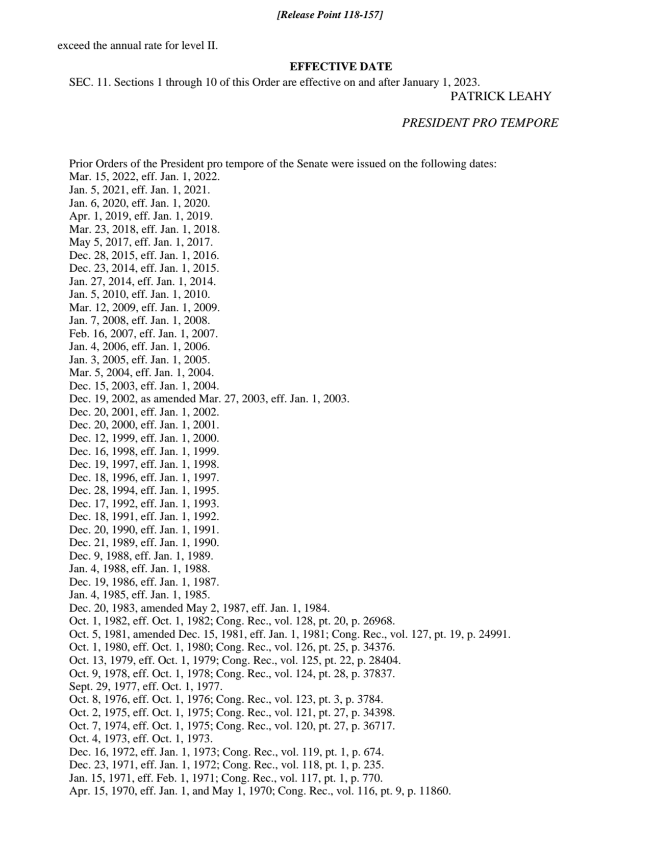 exceed the annual rate for level II.
EFFECTIVE DATE
SEC. 11. Sections 1 through 10 of this Order …