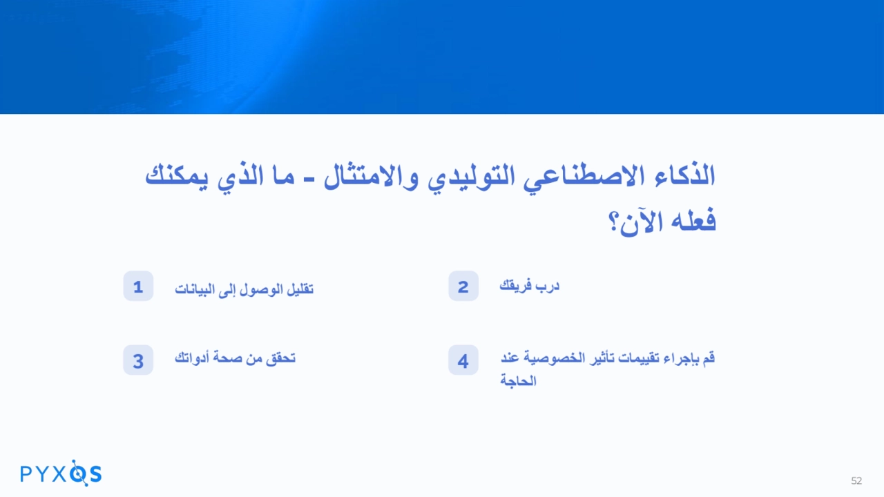 الذكاء الاصطناعي التولیدي والامتثال - ما الذي یمكنك
فعلھ الآن؟
تقلیل الوصول إلى البیانات
قم بإجر…