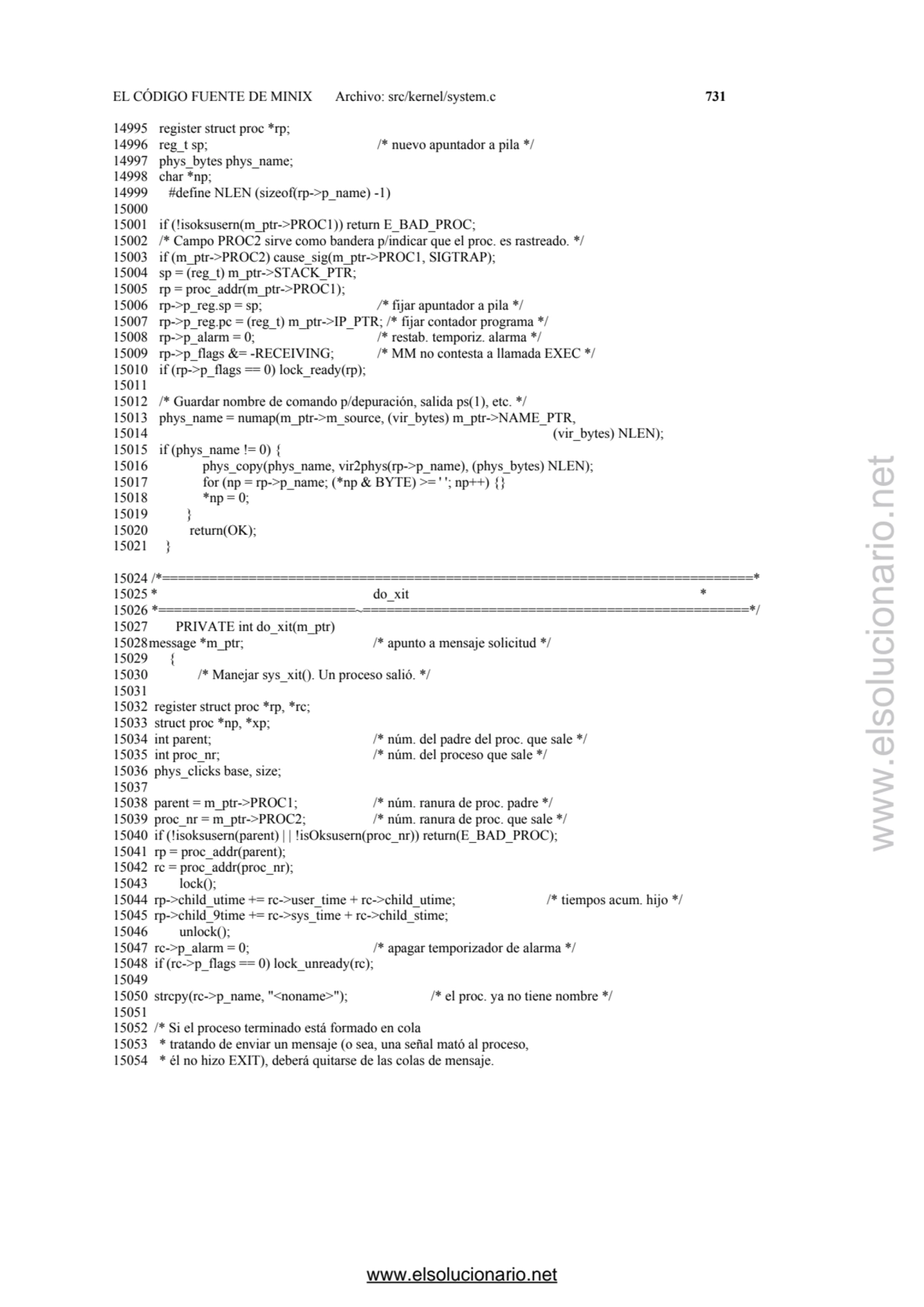 EL CÓDIGO FUENTE DE MINIX Archivo: src/kernel/system.c 731 
14995 register struct proc *rp; 
1499…