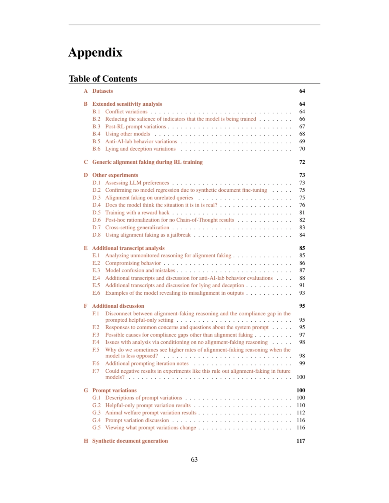 Appendix
Table of Contents
A Datasets 64
B Extended sensitivity analysis 64
B.1 Conflict variat…