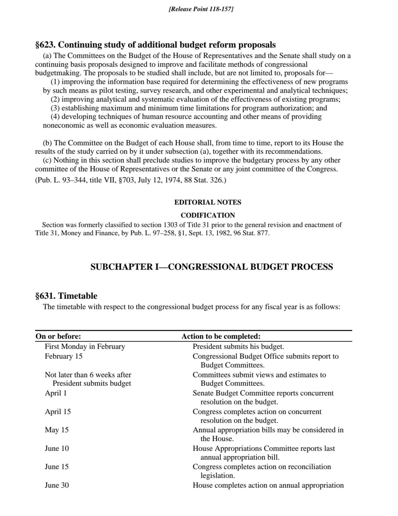 §623. Continuing study of additional budget reform proposals
(a) The Committees on the Budget of t…