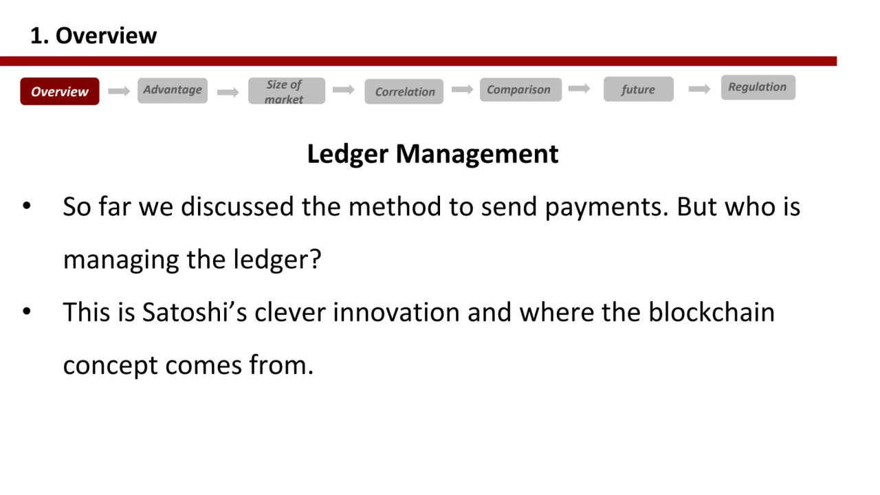 Ledger Management 
• So far we discussed the method to send payments. But who is 
managing the le…