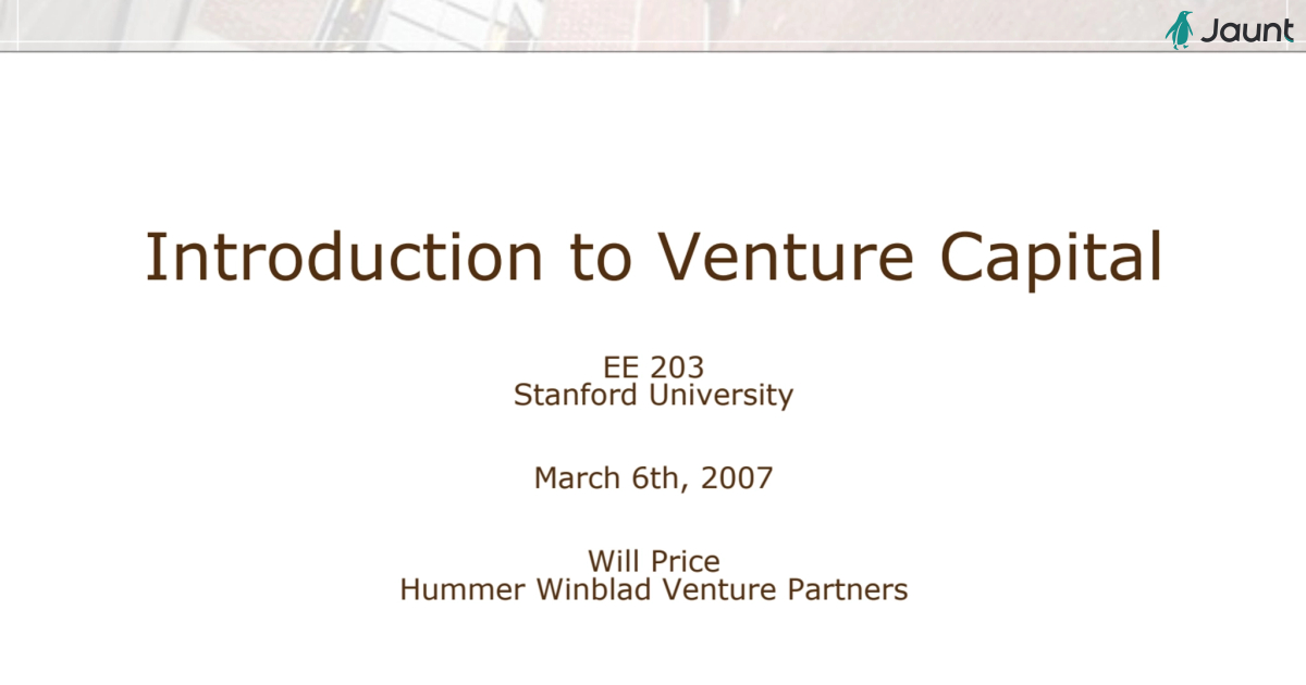 Introduction to Venture Capital