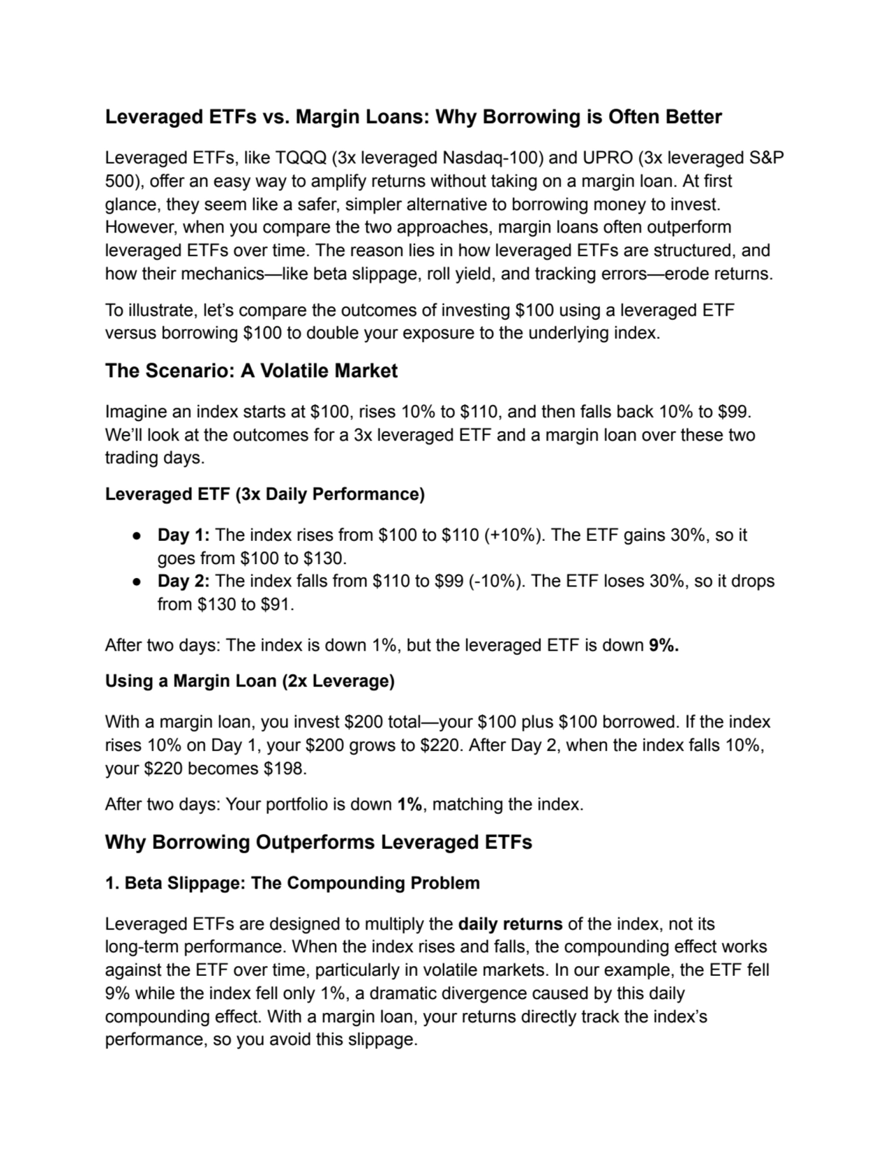 Leverage vs leveraged ETFs